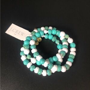 J crew 3 in 1 turquoise blue and white beaded bracelet jewelry New with tags